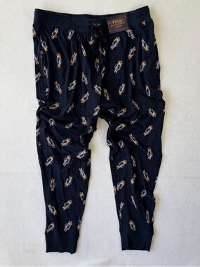 NWT Polo Ralph Lauren Jogger Pajama Navy Cowboy Bear Print Size XL